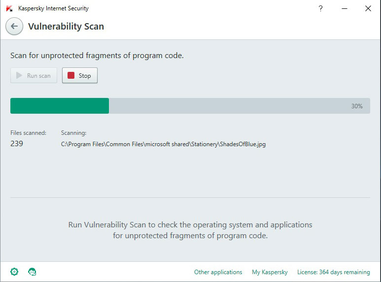 kaspersky vulnerability scan